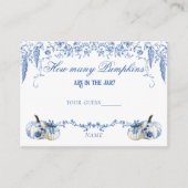 Pompoen Dusty Blue Toile Bloemenluier Baby shower Informatiekaartje (Voorkant)