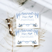 Pompoen Dusty Blue Toile Bloemenluier Baby shower Informatiekaartje