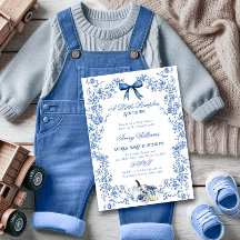 Pompoen Dusty Blue Whimsical Floral Baby shower
