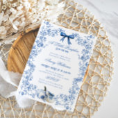 Pompoen Dusty Blue Whimsical Floral Baby shower Kaart