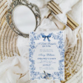 Pompoen Dusty Blue Whimsical Floral Baby shower Kaart