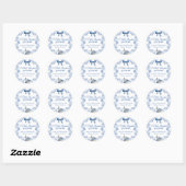 Pompoen Dusty Blue Whimsical Floral Baby shower Ronde Sticker (Vel)