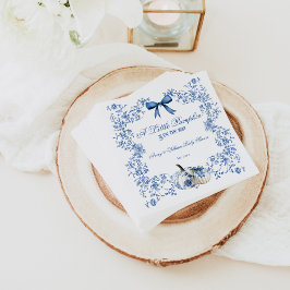 Pompoen Dusty Blue Whimsical Floral Baby shower Servet