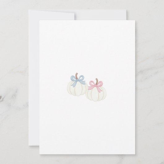 Pompoen Dusty Pink Blue Ribbon Geslacht Reveal Kaart (Achterkant)