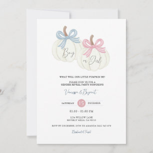 Pompoen Dusty Pink Blue Ribbon Geslacht Reveal Kaart