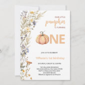 Pompoen een herfst eerste verjaardagsuitnodiging kaart (Voorkant)