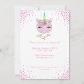 Pompoen Eenhoorn Meisje 5e Verjaardag Kaart (Achterkant)