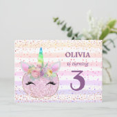 Pompoen Eenhoorn Meisjes 3e verjaardag Kaart (Staand voorkant)