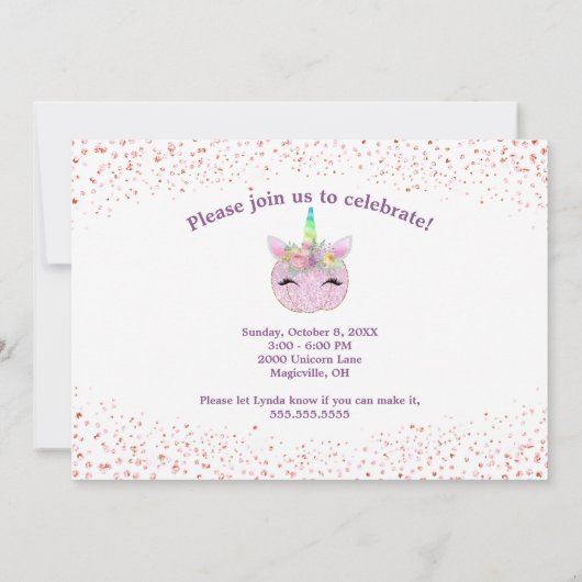 Pompoen Eenhoorn Meisjes 3e verjaardag Kaart (Achterkant)