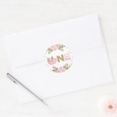 Pompoen Eerste 1e Verjaardag Roze Bloemen Herfst H Ronde Sticker (Envelop)