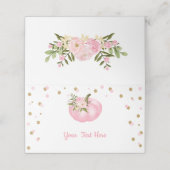 Pompoen Eerste 1e Verjaardag Roze & Goud Baby show Plaatskaartje (Buitenkant ongevouwen)