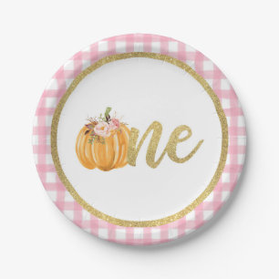 Pompoen eerste Birthday Paper Bord - Roze speldenb