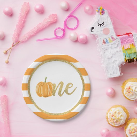 Pompoen eerste verjaardag Bord papier - Oranje str (Feest)