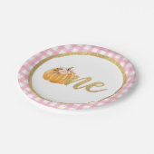 Pompoen eerste verjaardag Bord papier - Roze speld (Gekanteld)