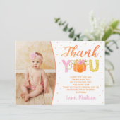 Pompoen Eerste Verjaardag Dank Je Kaarten (Staand voorkant)