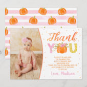 Pompoen Eerste Verjaardag Dank Je Kaarten (Voorkant / Achterkant)