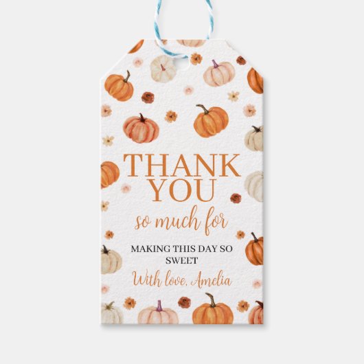 Pompoen eerste verjaardag Dank u Label Cadeaulabel (Voorkant)