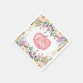 Pompoen eerste verjaardag Floral Gold Glitter Servet (Hoek)