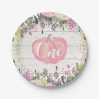 Pompoen eerste verjaardag Floral Gold Paper Borden