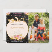 Pompoen eerste verjaardag foto uitnodiging (Voorkant)