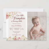 Pompoen Eerste Verjaardag Onze Kleine Pompoen Foto Kaart (Voorkant)