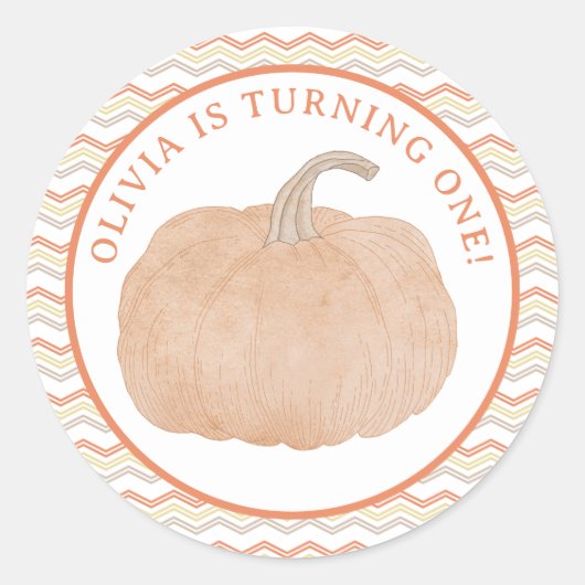 Pompoen eerste verjaardag partij Stickers (Voorkant)