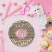 Pompoen Eerste Verjaardag Roze en Goud Papier Bord (Feest)