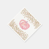 Pompoen eerste verjaardag roze en gouden glitter servet (Hoek)
