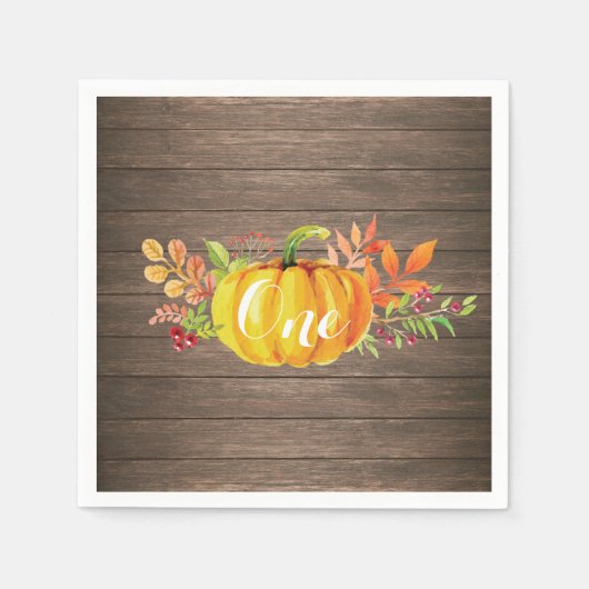 Pompoen eerste verjaardag rustieke Herfst herfstse Servet (Voorkant)