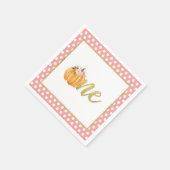 Pompoen Eerste Verjaardag Servet - Meisje Roze Sti (Hoek)