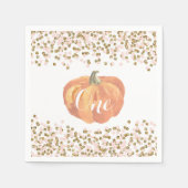 Pompoen Eerste Verjaardag Sinaasappel Roze Gouden Servet (Voorkant)