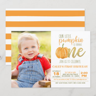 Pompoen Eerste Verjaardag Uitnodiging voor Jongen 