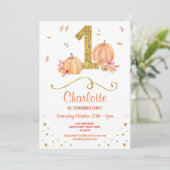 Pompoen eerste verjaardagsfeestje voor Herfst Kaart (Staand voorkant)