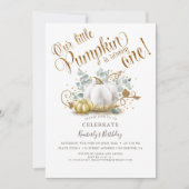 Pompoen Eerste Verjaardagsuitnodiging Herfst Herfs Kaart (Voorkant)