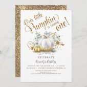 Pompoen Eerste Verjaardagsuitnodiging Herfst Herfs Kaart (Voorkant / Achterkant)