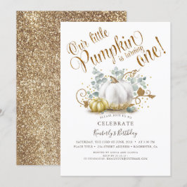 Pompoen Eerste Verjaardagsuitnodiging Herfst Herfs Kaart