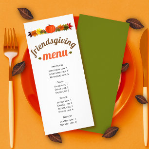 Pompoen, eikels en herfst bladeren Friendsgiving m Reclamekaart