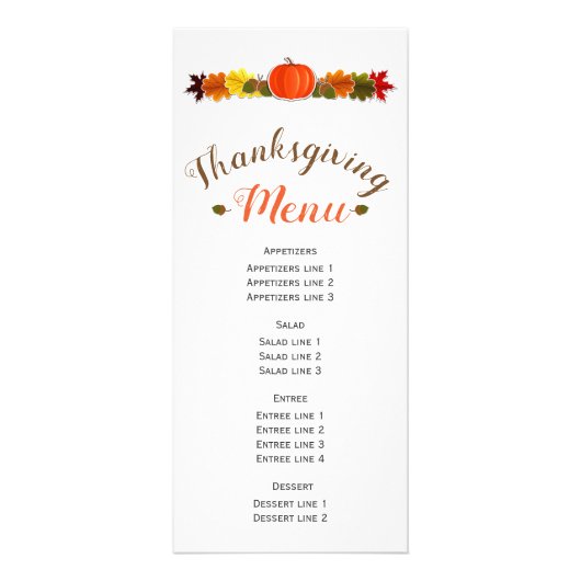 Pompoen, eikels en vallen laat Thanksgiving menu (Voorkant)
