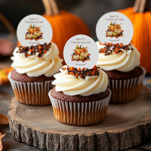 Pompoen Elegant Rustieke Thanksgiving Feest Ronde Sticker