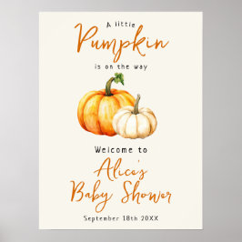 Pompoen Elegante Herfst Baby shower Welkomstbord Poster