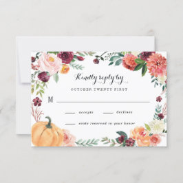Pompoen Elegante Herfst Bloemen Rustieke Thema Bru RSVP Kaartje