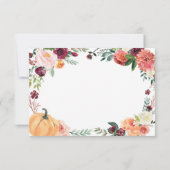 Pompoen Elegante Herfst Bloemen Rustieke Thema Bru RSVP Kaartje (Achterkant)