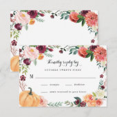 Pompoen Elegante Herfst Bloemen Rustieke Thema Bru RSVP Kaartje (Voorkant / Achterkant)