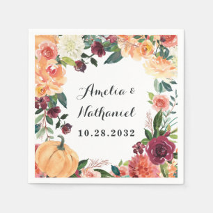 Pompoen Elegante Herfst Bloemen Rustieke Thema Bru Servet