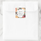 Pompoen Elegante Herfst Bloemen Rustieke Thema Bru Vierkante Sticker (Tas)