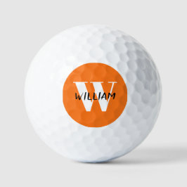 Pompoen | Elegante zwarte naam en wit Initiaal Golfballen