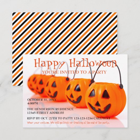 Pompoen Emmers - Uitnodiging voor Halloweenfeest 3 (Voorkant / Achterkant)