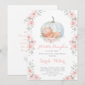 Pompoen en Beer Baby shower meisje Kaart (Voorkant / Achterkant)