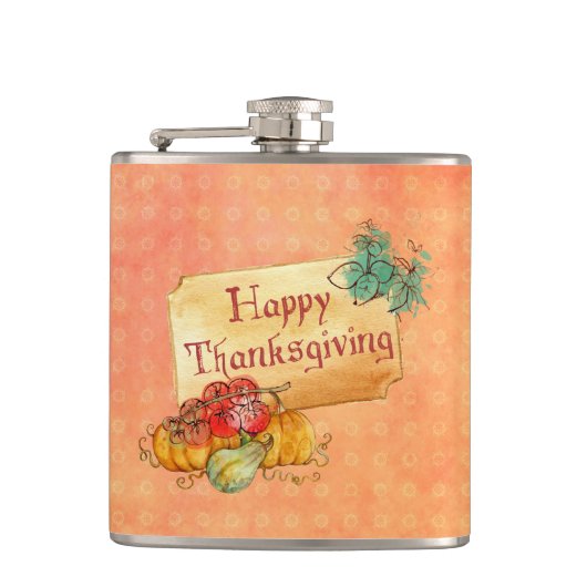 Pompoen en bladeren heupfles (Voorkant)