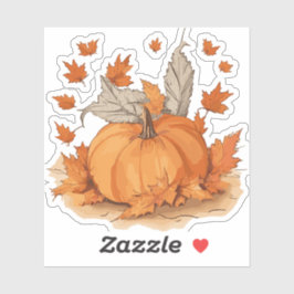 Pompoen en bladeren ontwerp sticker